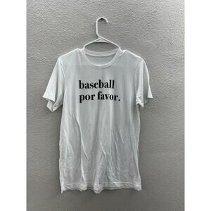 Live Love Gameday Womens Shirt Size Large White Baseball Por Favor Short Sleeve